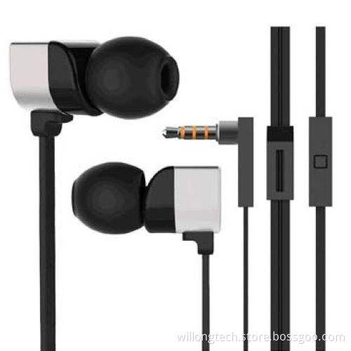 Colorful metallic cool earphone, noise-cancelling with mic for mobile phone